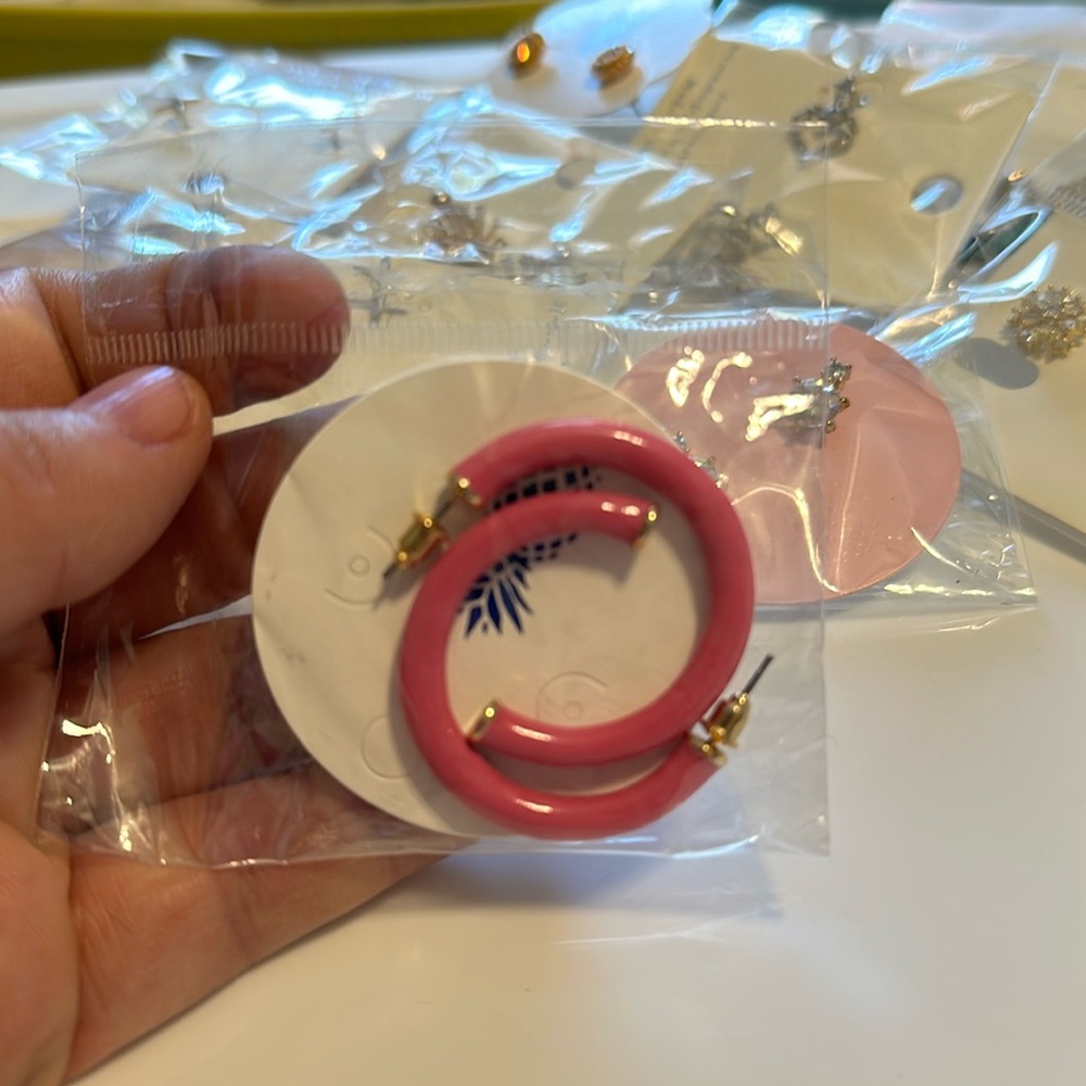 Pink hoop earrings prep obsessed new